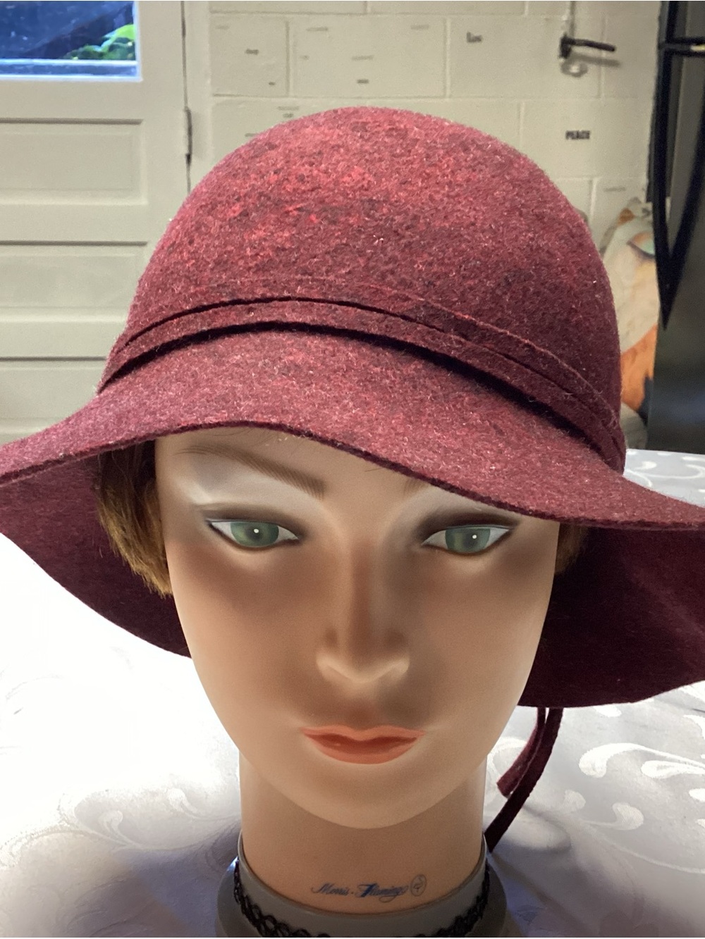 Classic Women's Wide-Brim Wool Cloche Hat - Burgundy NORDSTROM
